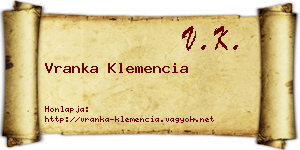 Vranka Klemencia névjegykártya